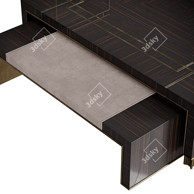 Elegant Art Deco Ebony Tables 3D model image 5