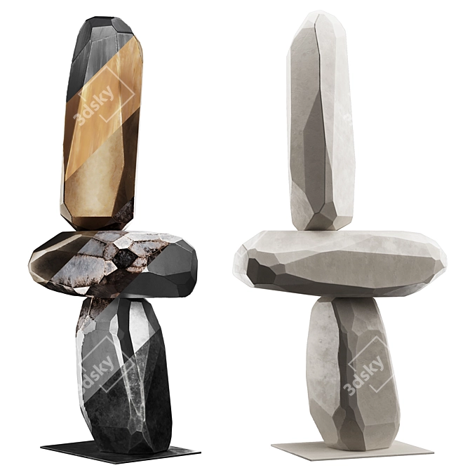 Modern Metal Totem Sculpture 3D model image 1