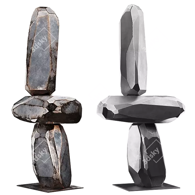 Modern Metal Totem Sculpture 3D model image 5