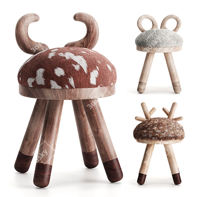 Animal Sculptural Children's Chair Set 3D model image 1