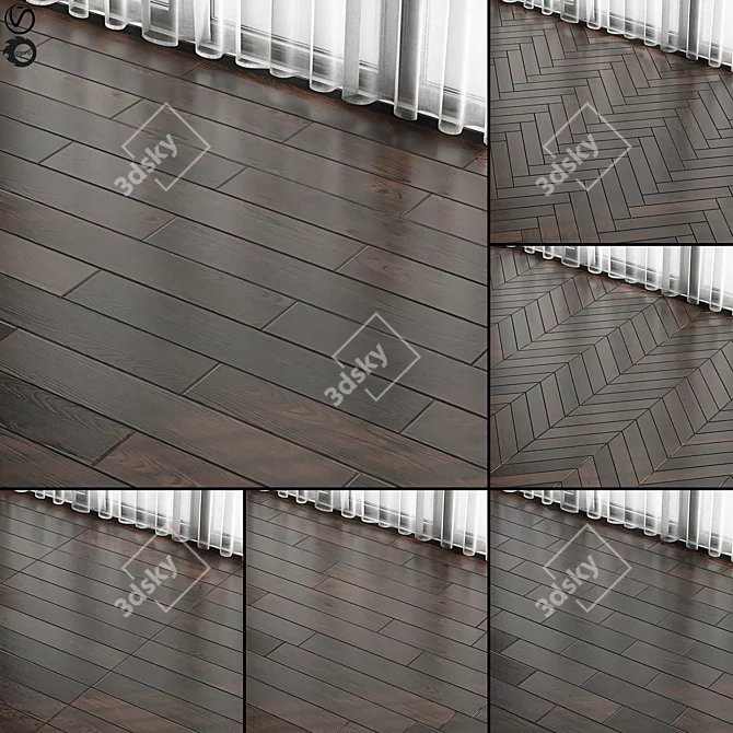 Seamless Parquet Wood Materials Set 3D model image 1