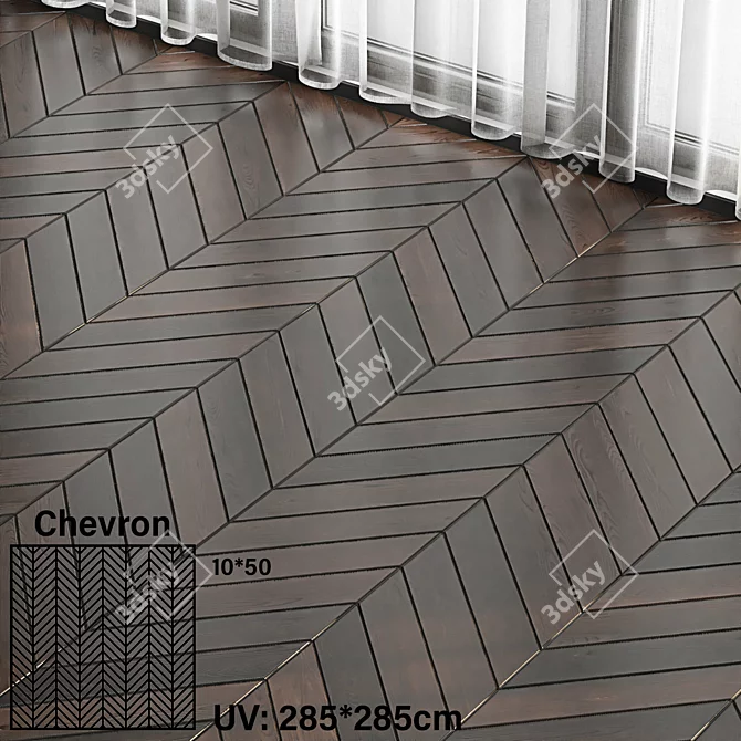 Seamless Parquet Wood Materials Set 3D model image 3