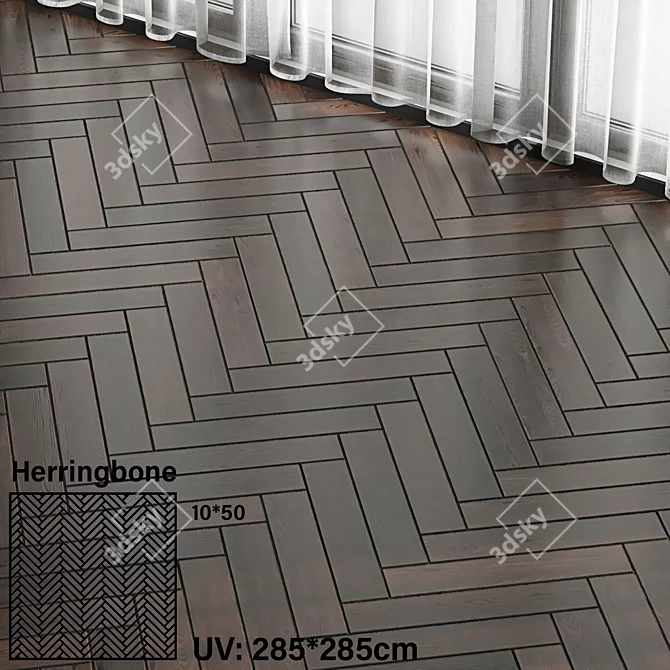 Seamless Parquet Wood Materials Set 3D model image 4