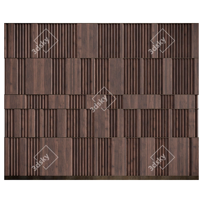 Elegant Walnut Wall Panel 3D model image 1