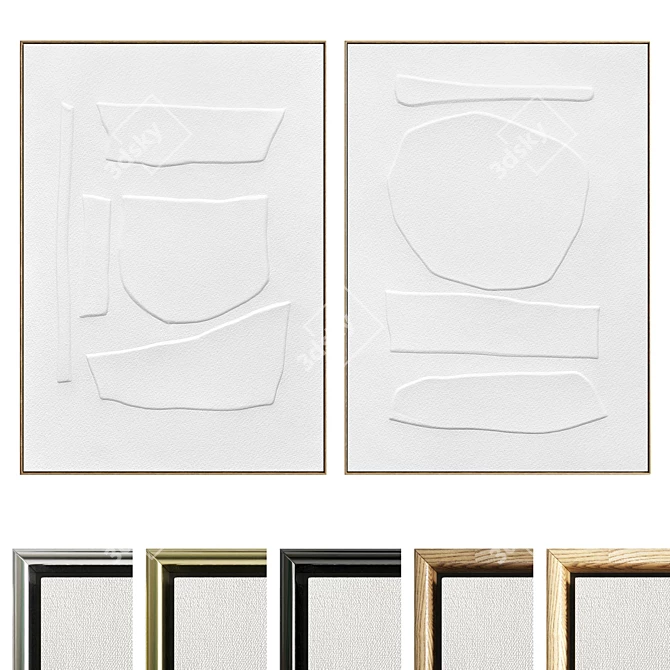 Plaster Texture Double Photo Frame 3D model image 1