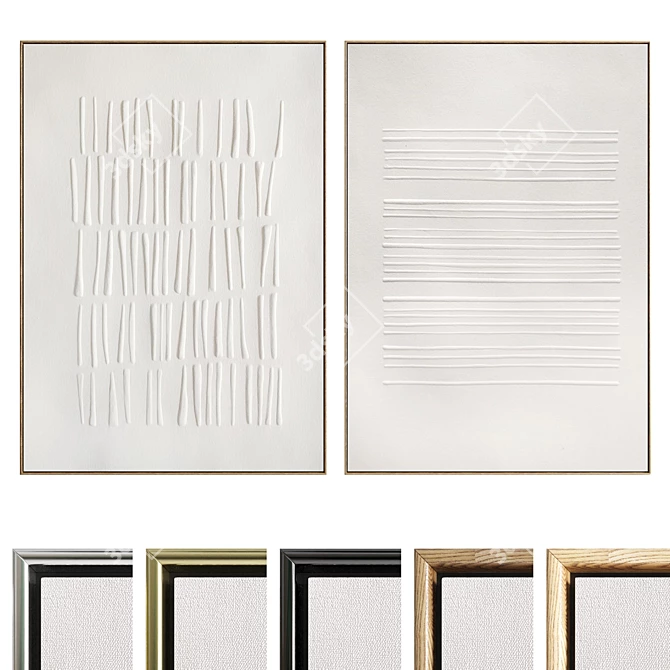 Texture-Effect Plaster Dual Photo Frame 3D model image 1