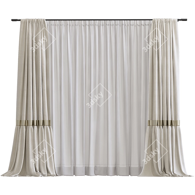 Refined Curtain Design Model 3D model image 1