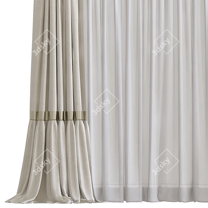 Refined Curtain Design Model 3D model image 2