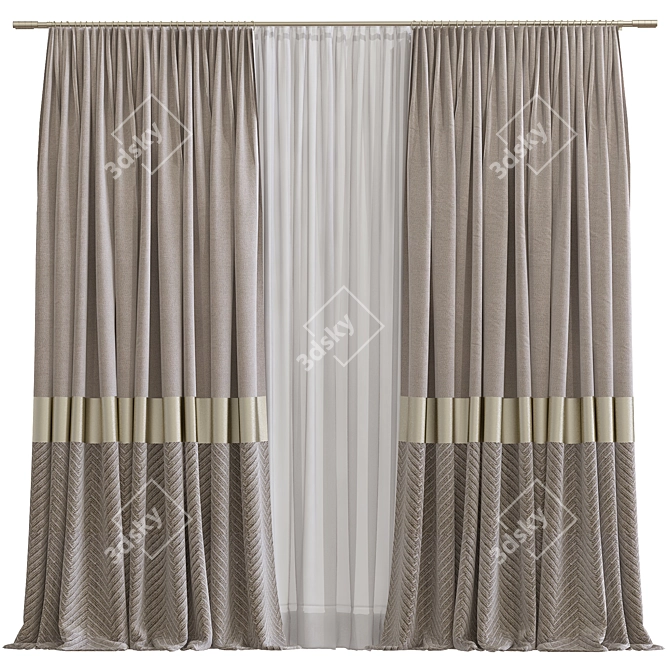 Folded & Retopologized Curtain 3D model image 1