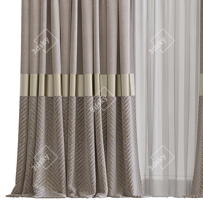 Folded & Retopologized Curtain 3D model image 2