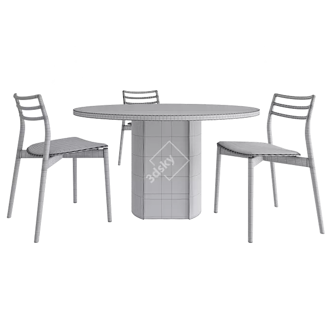 Modern Wood Table & Chair 3D model image 3