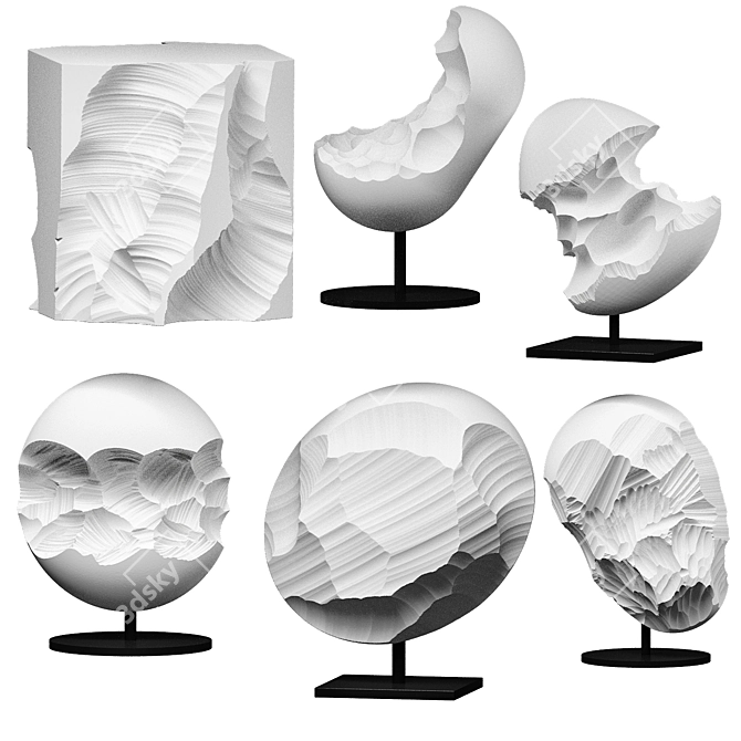 Gypsum Sculpture Set for Dioramas 3D model image 1