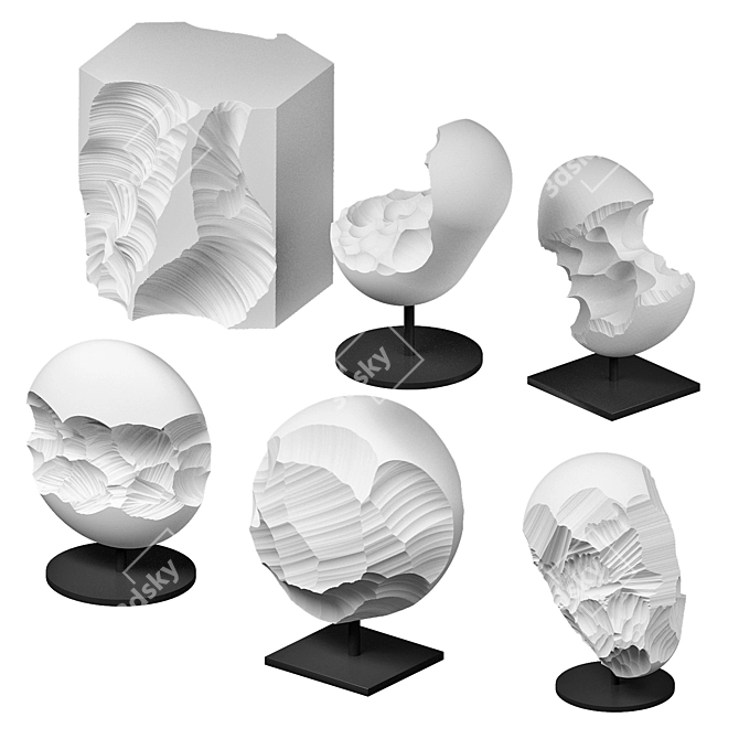 Gypsum Sculpture Set for Dioramas 3D model image 2