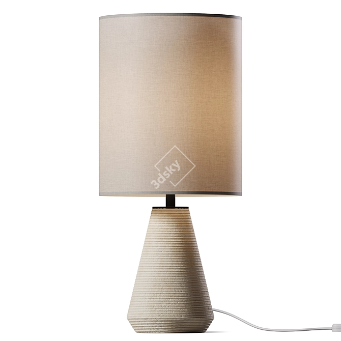 Modern Ribbed Ivory Angle Lamp 3D model image 1