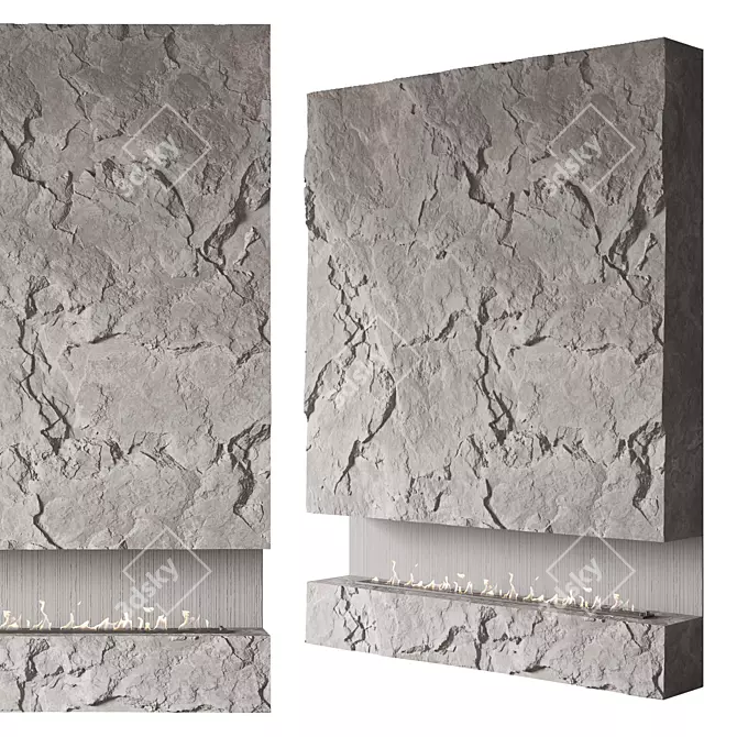 Modern Stone Fireplace Geometry 3D model image 1