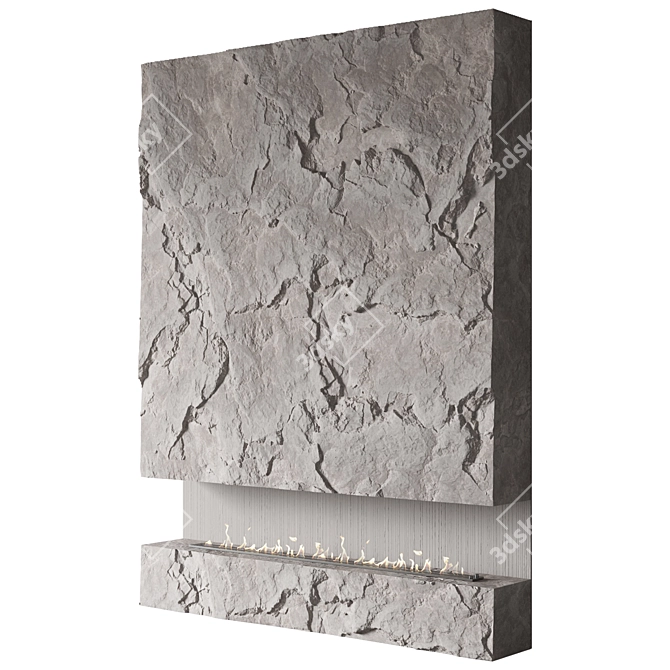 Modern Stone Fireplace Geometry 3D model image 5