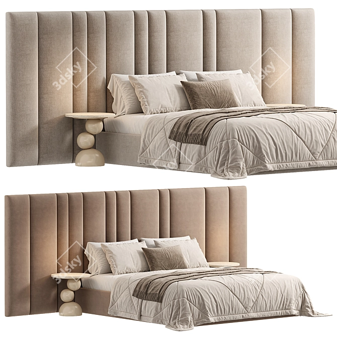 Desire Bed with Wide Headboard 3D model image 1