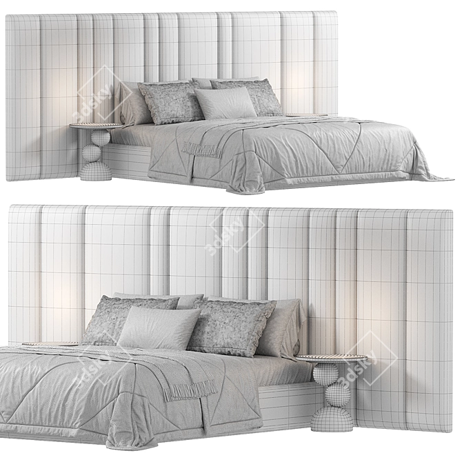 Desire Bed with Wide Headboard 3D model image 6