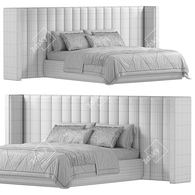 Elegant Provence Bed with Corona 3D model image 4