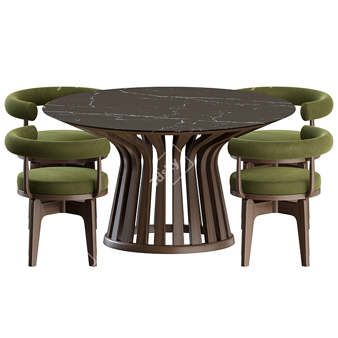 Mid-Century Cassina Dining Set 3D model image 1