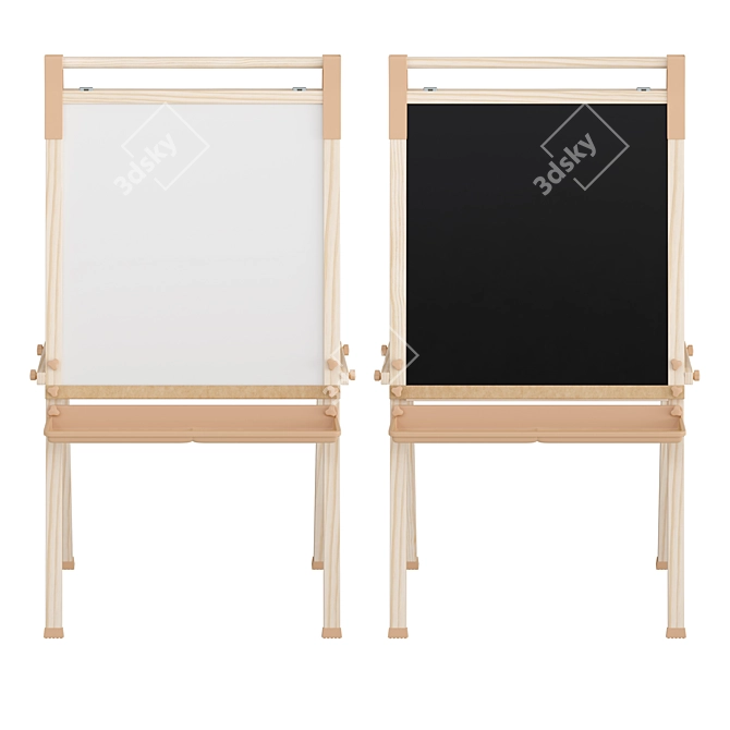 Kids School Art Easel with Marker and Chalk Board 3D model image 3