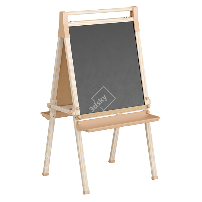 Kids School Art Easel with Marker and Chalk Board 3D model image 5