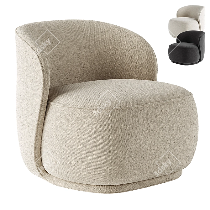 Contemporary La Pipe Lounge Armchair 3D model image 1