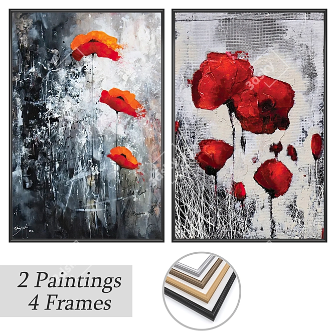 Artwork Set with Multiple Frames 3D model image 1