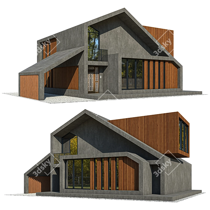 Modern Designer House 3D Model 3D model image 1