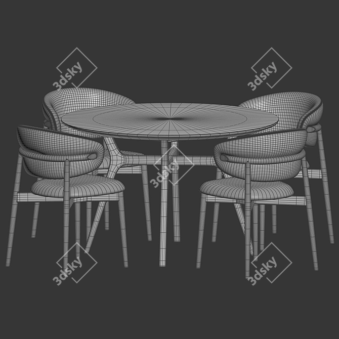 Modern Dining Set with Chairs 3D model image 3