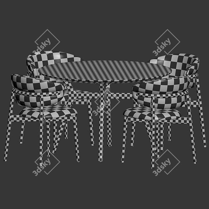 Modern Dining Set with Chairs 3D model image 4