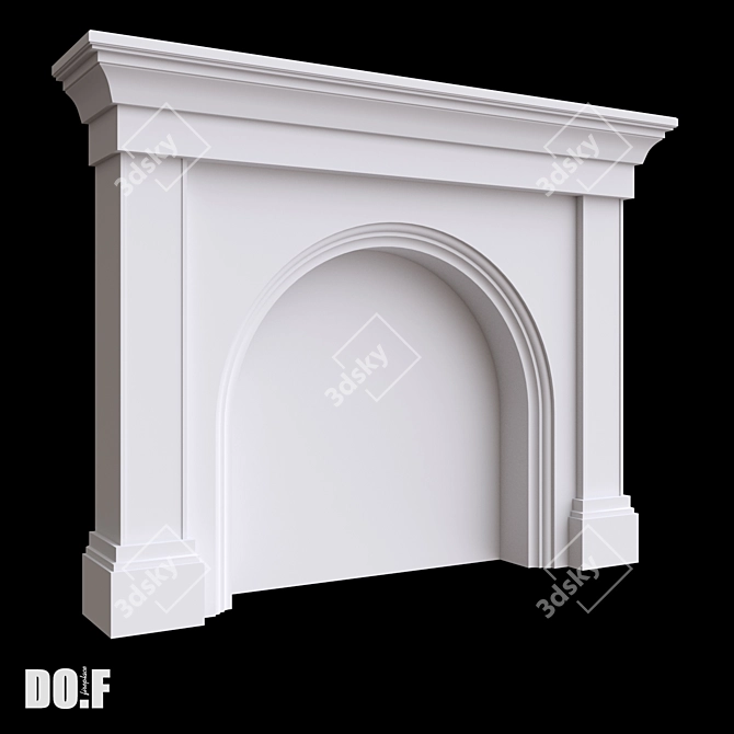 Customizable Gypsum Fireplace Portal 3D model image 1