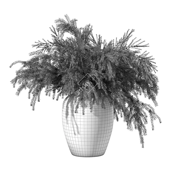 Pine Branch Bouquet Set 3D model image 4