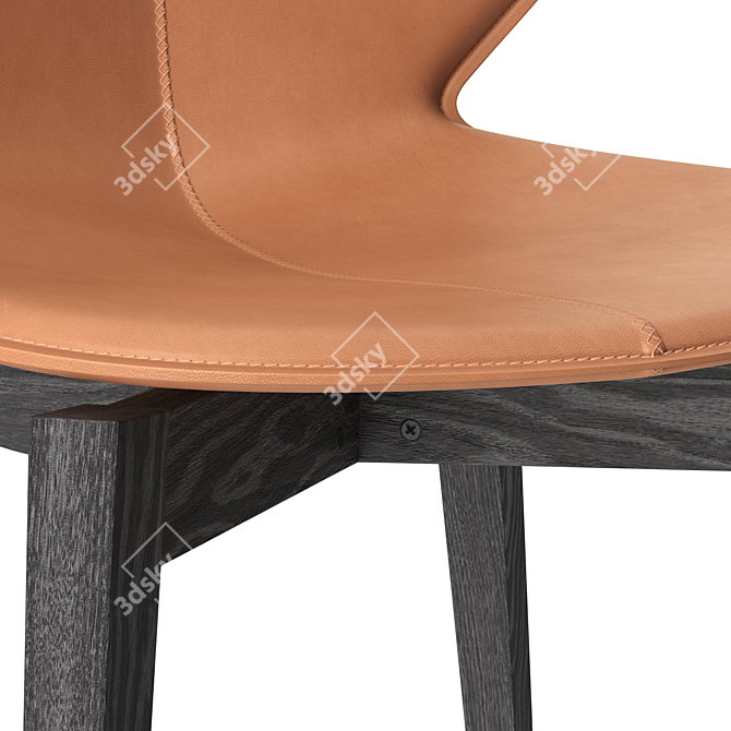 Sleek Leather Wood Chair 3D model image 5