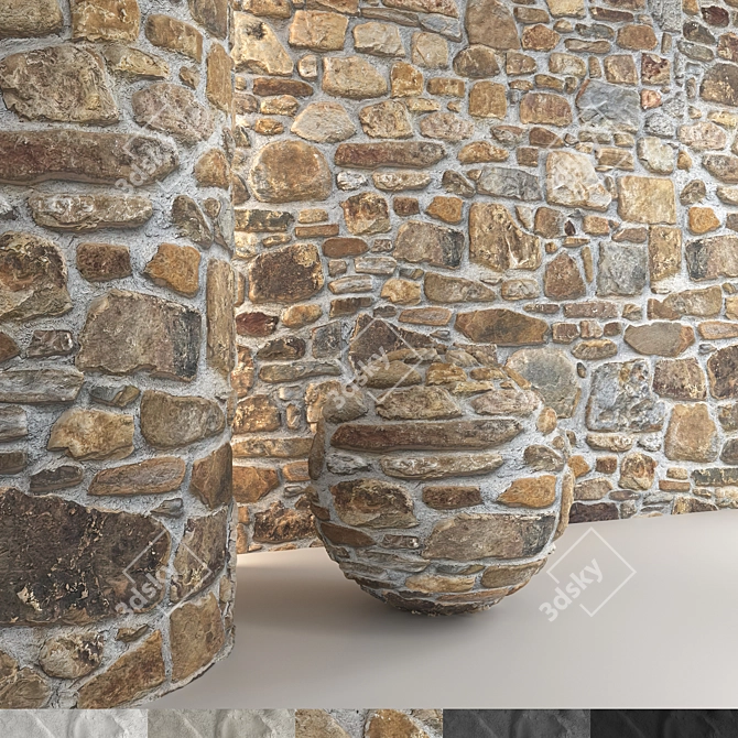  Stone Wall 18: 3D Model & Textures 3D model image 1