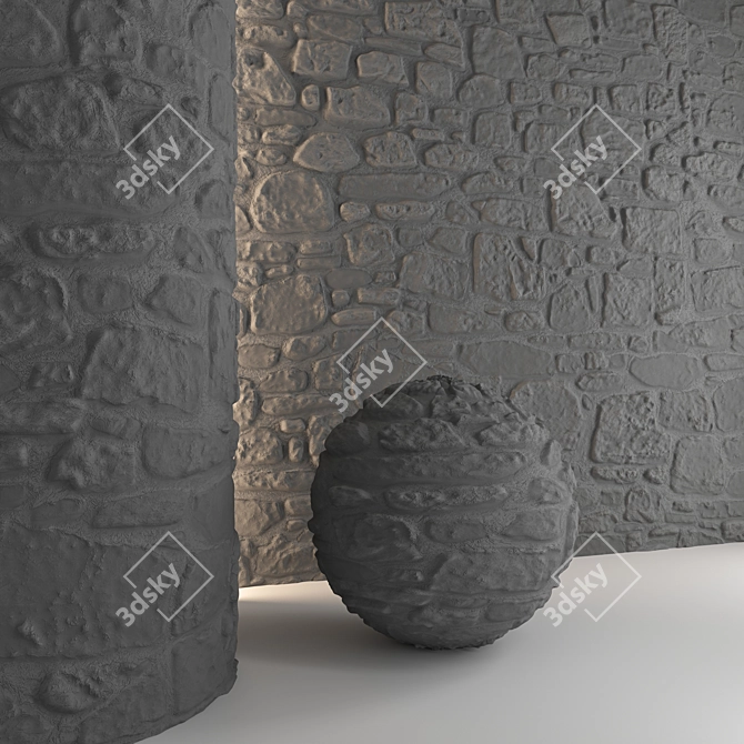  Stone Wall 18: 3D Model & Textures 3D model image 4