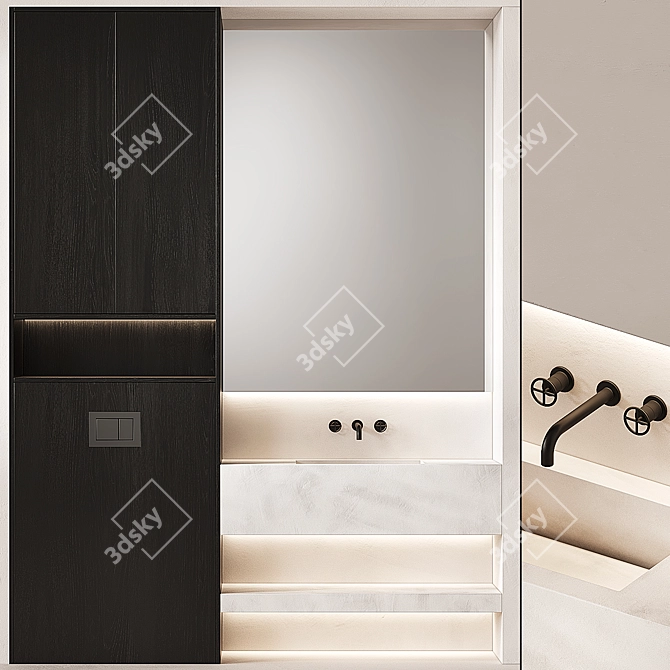 Modern Bathroom Furniture Set 3D model image 1