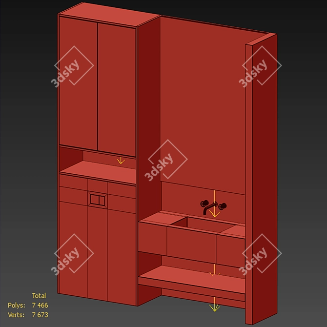 Modern Bathroom Furniture Set 3D model image 5