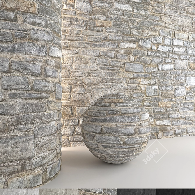 Stone Wall 3D Model Assets 3D model image 3