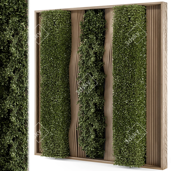 Modern Wood Vertical Garden Set 3D model image 1