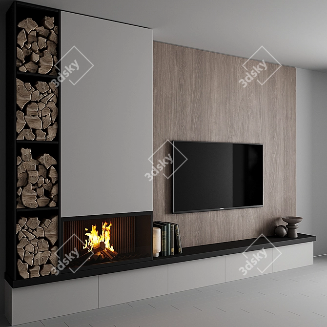 Custom TV Wall Unit Millimeters 3D model image 2