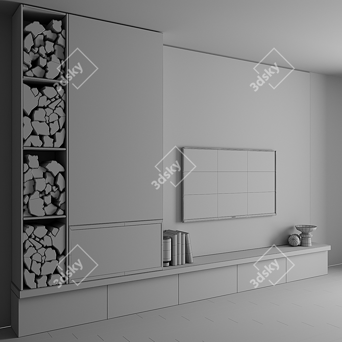 Custom TV Wall Unit Millimeters 3D model image 5