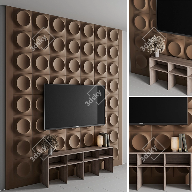 Custom TV Wall Unit 2016 3D model image 1