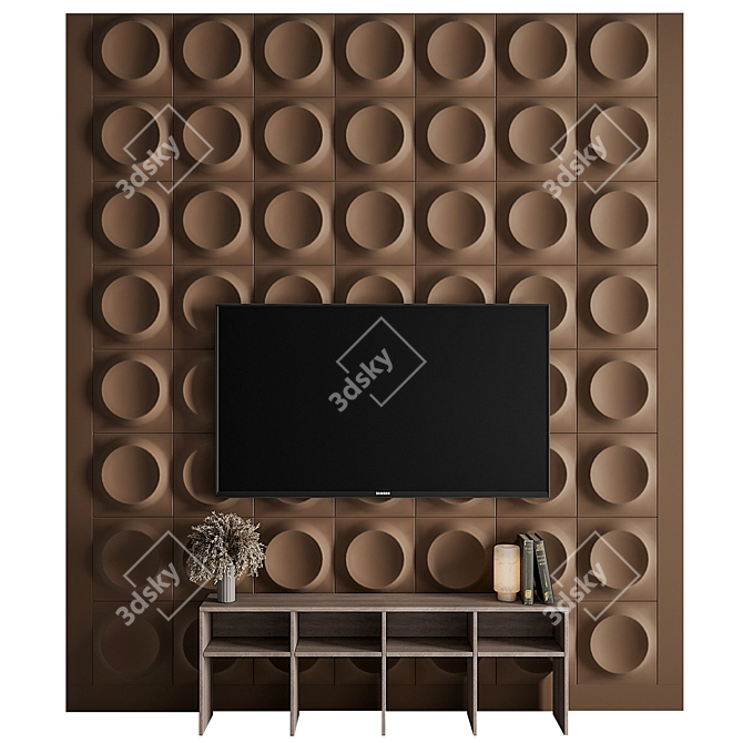 Custom TV Wall Unit 2016 3D model image 2