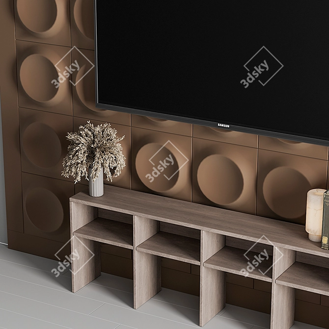 Custom TV Wall Unit 2016 3D model image 3