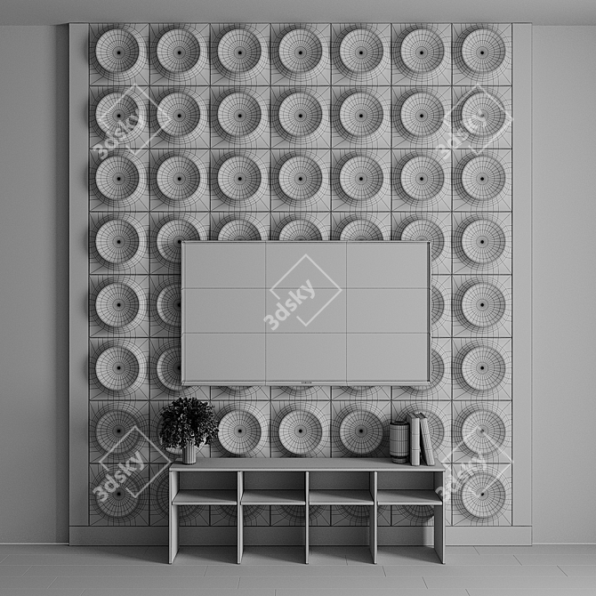 Custom TV Wall Unit 2016 3D model image 5