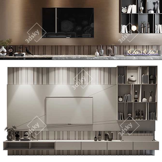 Title: Modern TV Shelf for Living Room 3D model image 2