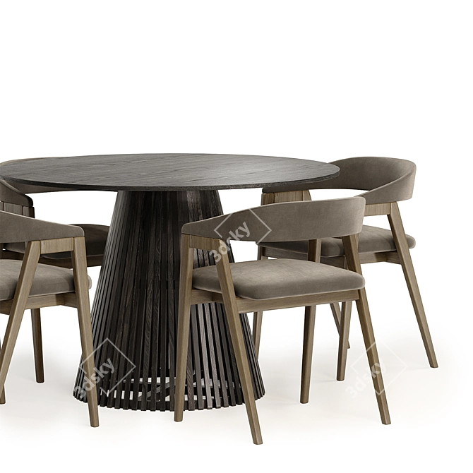 Modern Dining Set, Grey & Black 3D model image 3