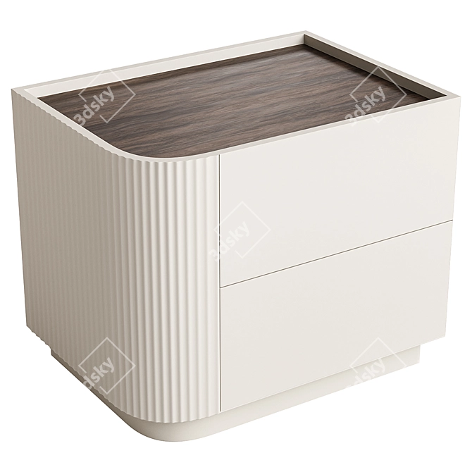 Minimalist Beige Nightstand with Drawers 3D model image 2