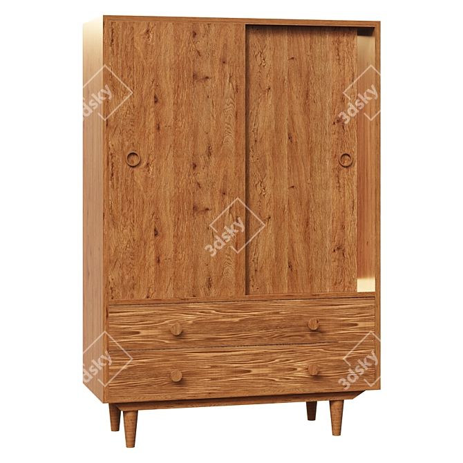 Vintage Style Wardrobe, Quilda 3D model image 1